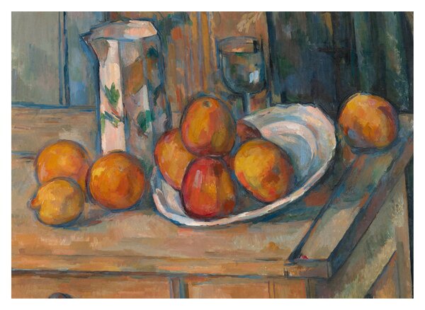 Slika - Paul Cézanne, Still Life with Milk Jug and Fruit, reprodukcije (70x50 cm)