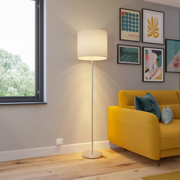 Podne Lampa Lindby, Everly, Bijela, Dnevna soba, Tkanina / tekstil, Moderan