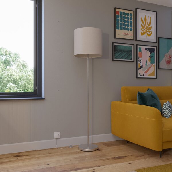 Podne Lampa Lindby, Everly, Bijela, Dnevna soba, Tkanina / tekstil, Moderan