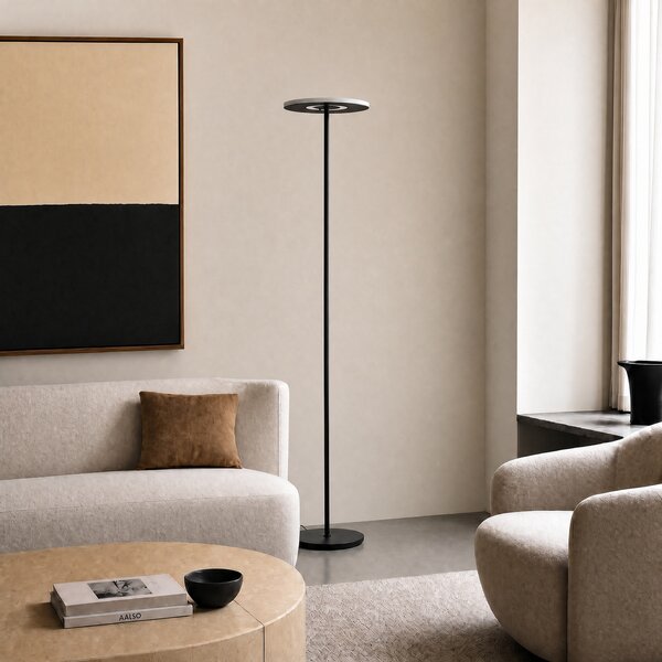 Podne Lampa Lucande, Raymond, prigušiv, Crno, Dnevna soba, Metal, Moderan
