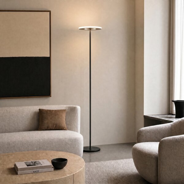 Podne Lampa Lucande, Raymond, prigušiv, Crno, Dnevna soba, Metal, Moderan