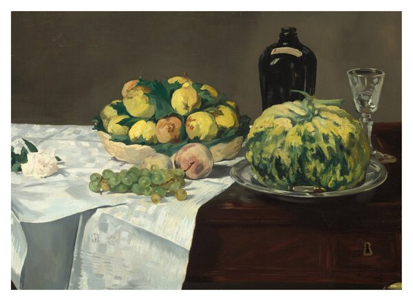 Slika - Edouard Manet, Still Life with Melon and Peaches, reprodukcije (70x50 cm)