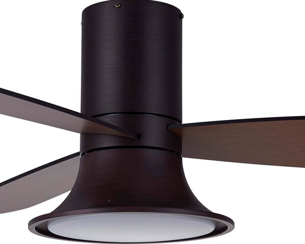 Stropni ventilator Flusso s rasvjetom, brončane boje, tih, Beacon Beacon Lighting, Flusso, prigušiv, Bronca / stari mesing, Dnevna soba, Drvo, Moderan