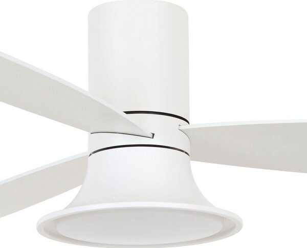 Stropni ventilator Flusso s rasvjetom, bijeli, Ø132 cm, tih - Beacon Beacon Lighting, Flusso, prigušiv, Bijela, Dnevna soba, Drvo, Moderan