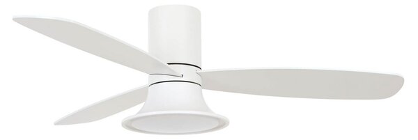 Stropni ventilator Flusso s rasvjetom, bijeli, Ø132 cm, tih - Beacon Beacon Lighting, Flusso, prigušiv, Bijela, Dnevna soba, Drvo, Moderan