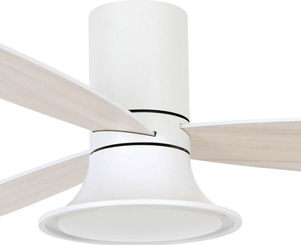 Stropni ventilator Flusso s rasvjetom, bijeli, Ø132 cm, tih - Beacon Beacon Lighting, Flusso, prigušiv, Bijela, Dnevna soba, Drvo, Moderan