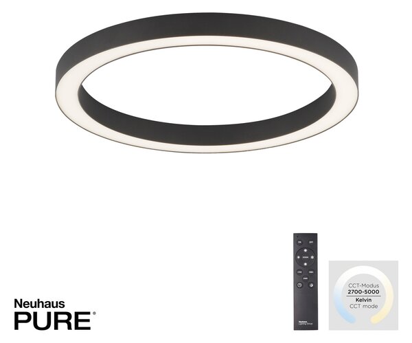 Stropne Svjetiljka PURE, PURE Lines Round, prigušiv, Crno, Dnevna soba, Metal, Moderan