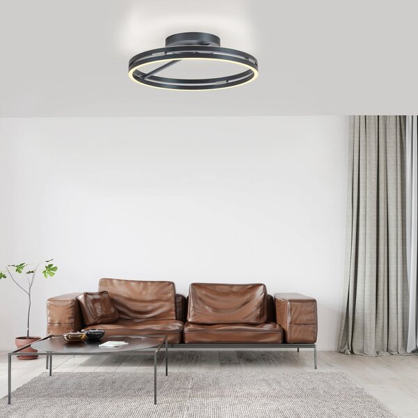 Stropne Svjetiljka PURE, PURE Loop, prigušiv, Sivo, Dnevna soba, Aluminij, Moderan