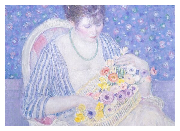 Slika - Frederick Carl Frieseke, The Basket of Flowers, reprodukcije (70x50 cm)
