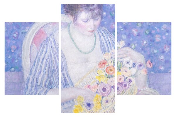 Slika - Frederick Carl Frieseke, The Basket of Flowers, reprodukcije (90x60 cm)