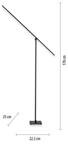 Podne Lampa PURE, PURE Grafo, prigušiv, Crno, Dnevna soba, Metal, Moderan