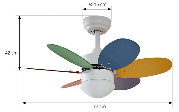 Stropni ventilator Litur s rasvjetom, tih, Ø 77 cm, E27 - Lindby Lindby, Litur, Višebojno, Dnevna soba, Drvo, Moderan
