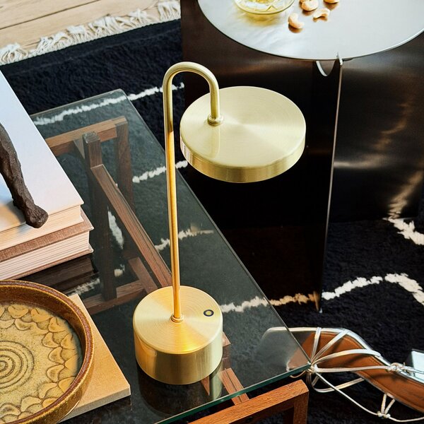 Stolne Lampa Dyberg Larsen, MOOVELIGHT, prigušiv, Zlato / mjed, Dnevna soba, Metal, Dizajn