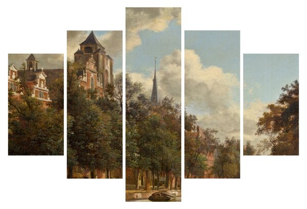 Slika - Jan van der Heyden, View Down a Dutch Canal, reprodukcije (150x105 cm)