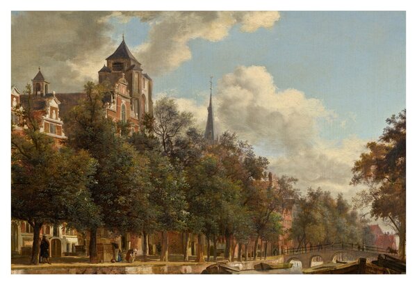 Slika - Jan van der Heyden, View Down a Dutch Canal, reprodukcije (90x60 cm)
