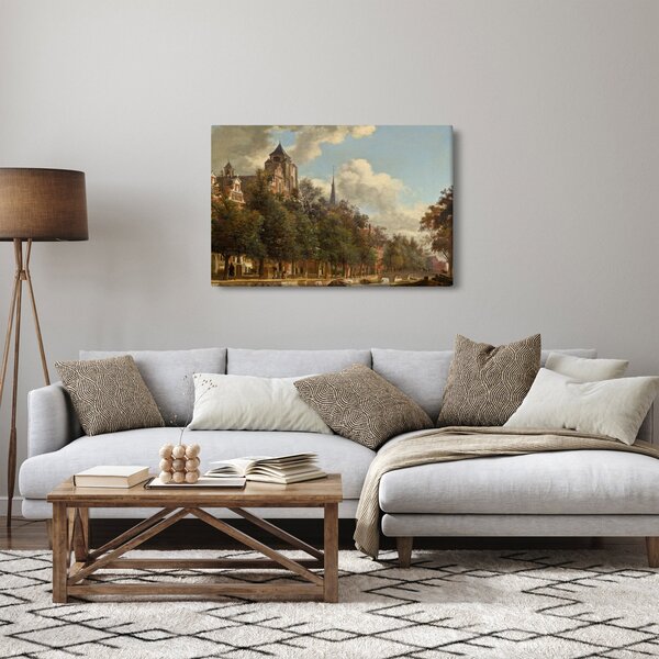 Slika - Jan van der Heyden, View Down a Dutch Canal, reprodukcije (90x60 cm)