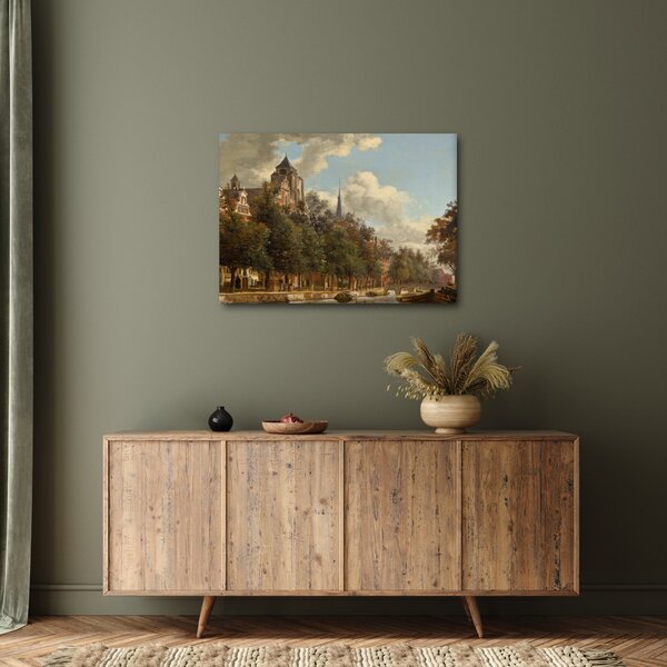 Slika - Jan van der Heyden, View Down a Dutch Canal, reprodukcije (70x50 cm)