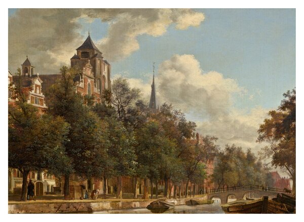 Slika - Jan van der Heyden, View Down a Dutch Canal, reprodukcije (70x50 cm)