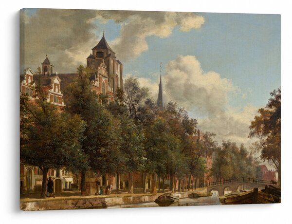 Slika - Jan van der Heyden, View Down a Dutch Canal, reprodukcije (70x50 cm)
