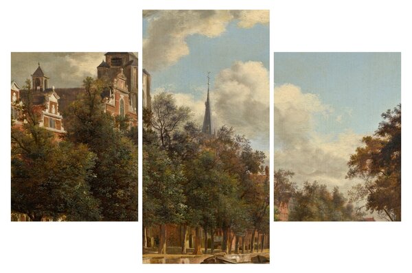 Slika - Jan van der Heyden, View Down a Dutch Canal, reprodukcije (90x60 cm)