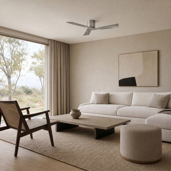 Stropni ventilator Ventoro, srebrni, metal, Ø 132 cm - Lucande Lucande, Ventoro, Metalik, Dnevna soba, Metal, Moderan
