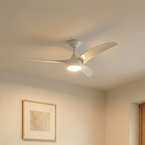 LED stropni ventilator Briya, CCT, prigušiv, Ø 116 cm, bijeli - Lindby Lindby, Briya, prigušiv, Bijela, Dnevna soba, Plastika, Moderan
