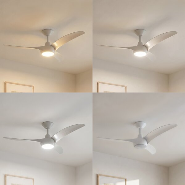 LED stropni ventilator Briya, CCT, prigušiv, Ø 116 cm, bijeli - Lindby Lindby, Briya, prigušiv, Bijela, Dnevna soba, Plastika, Moderan