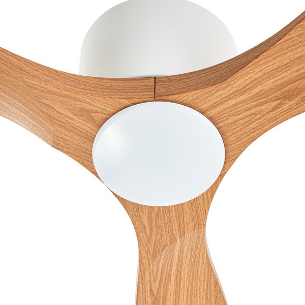 Moneno LED stropni ventilator, bijela/drvo - Lucande Lucande, Moneno, prigušiv, Drvo, Dnevna soba, Metal, Moderan