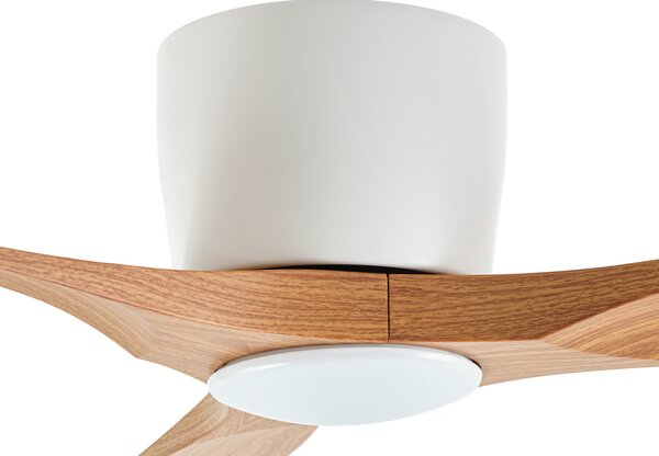 Moneno LED stropni ventilator, bijela/drvo - Lucande Lucande, Moneno, prigušiv, Drvo, Dnevna soba, Metal, Moderan