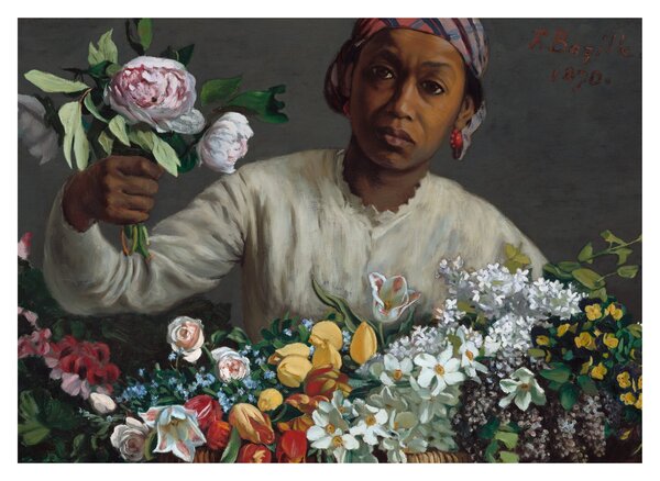 Slika - Frédéric Bazille, Young Woman with Peonies, reprodukcije (70x50 cm)