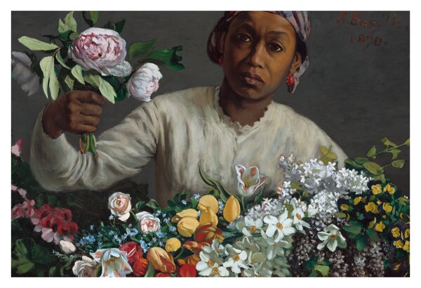 Slika - Frédéric Bazille, Young Woman with Peonies, reprodukcije (90x60 cm)