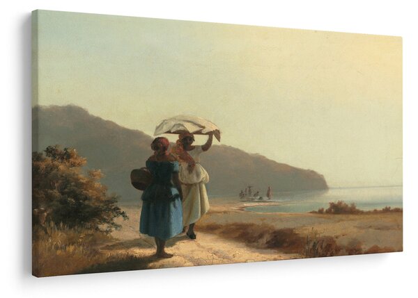 Slika - Camille Pissarro, Two Women Chatting by the Sea, St. Thomas, reprodukcije (90x60 cm)