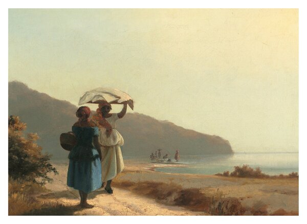 Slika - Camille Pissarro, Two Women Chatting by the Sea, St. Thomas, reprodukcije (70x50 cm)