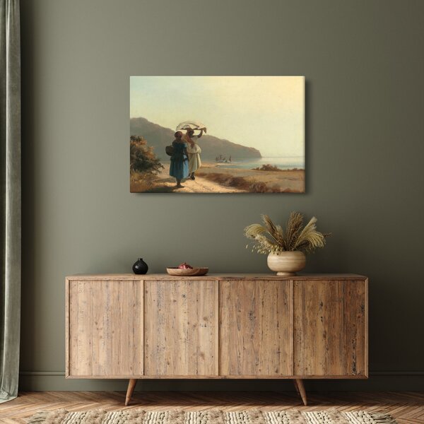 Slika - Camille Pissarro, Two Women Chatting by the Sea, St. Thomas, reprodukcije (90x60 cm)