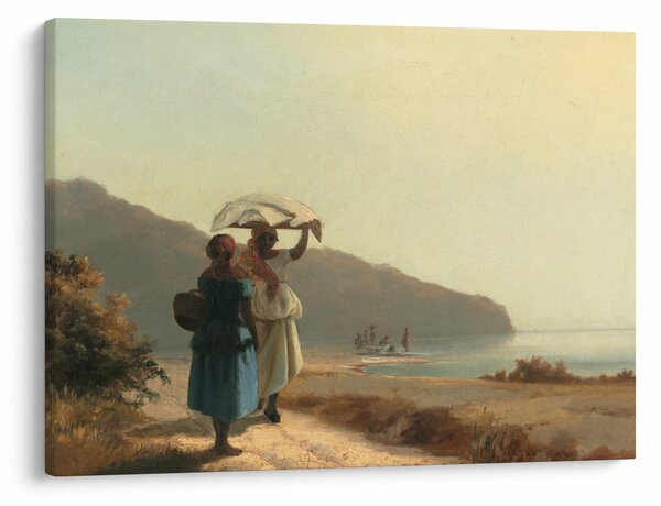 Slika - Camille Pissarro, Two Women Chatting by the Sea, St. Thomas, reprodukcije (70x50 cm)