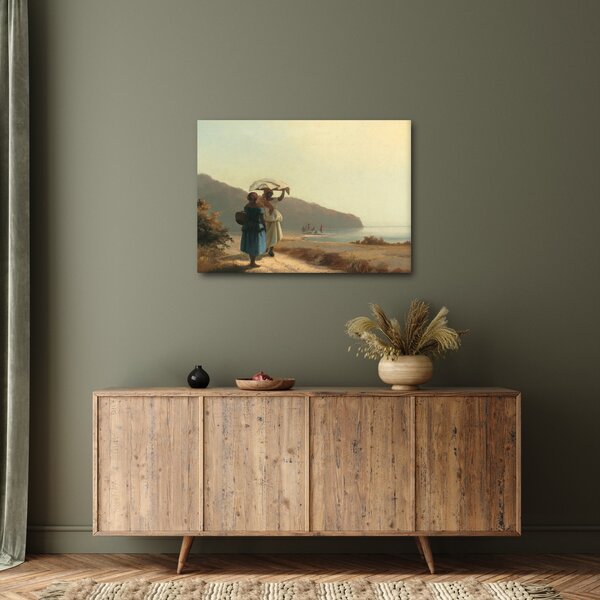 Slika - Camille Pissarro, Two Women Chatting by the Sea, St. Thomas, reprodukcije (70x50 cm)