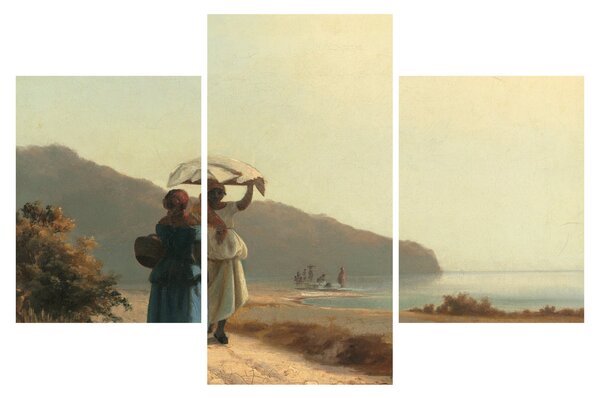 Slika - Camille Pissarro, Two Women Chatting by the Sea, St. Thomas, reprodukcije (90x60 cm)