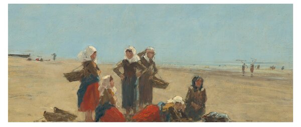 Slika - Eugène Boudin, Women on the Beach at Berck, reprodukcije (120x50 cm)