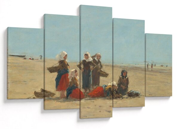 Slika - Eugène Boudin, Women on the Beach at Berck, reprodukcije (150x105 cm)