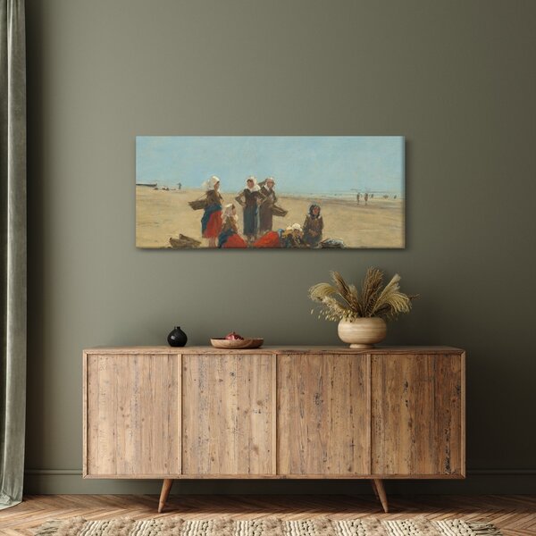 Slika - Eugène Boudin, Women on the Beach at Berck, reprodukcije (120x50 cm)