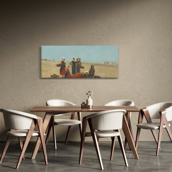 Slika - Eugène Boudin, Women on the Beach at Berck, reprodukcije (120x50 cm)