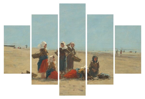 Slika - Eugène Boudin, Women on the Beach at Berck, reprodukcije (150x105 cm)