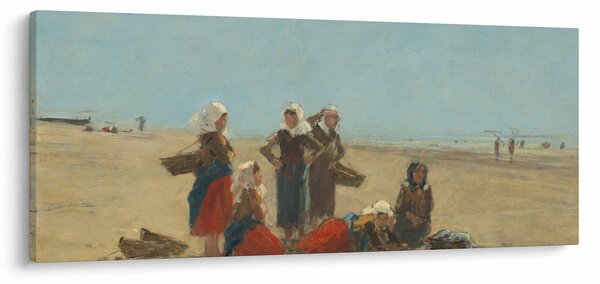 Slika - Eugène Boudin, Women on the Beach at Berck, reprodukcije (120x50 cm)