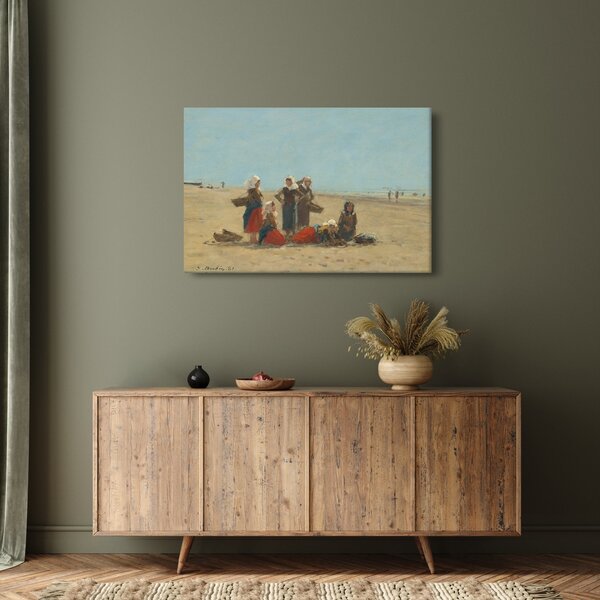 Slika - Eugène Boudin, Women on the Beach at Berck, reprodukcije (90x60 cm)