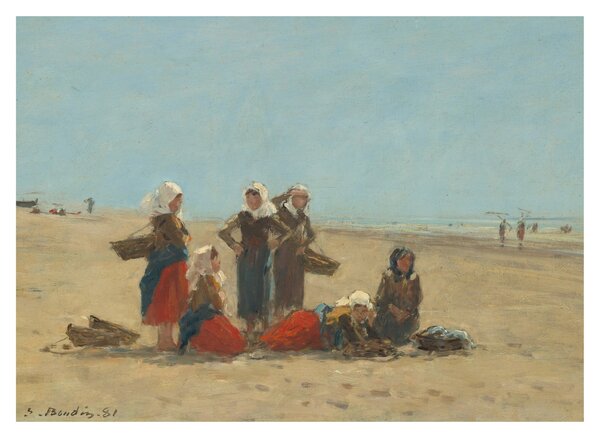 Slika - Eugène Boudin, Women on the Beach at Berck, reprodukcije (70x50 cm)