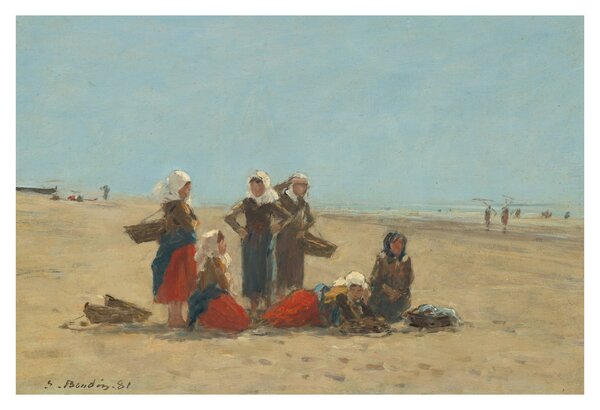 Slika - Eugène Boudin, Women on the Beach at Berck, reprodukcije (90x60 cm)