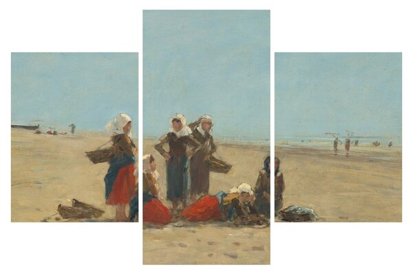 Slika - Eugène Boudin, Women on the Beach at Berck, reprodukcije (90x60 cm)