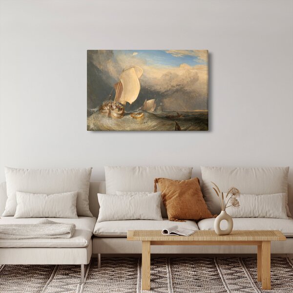 Slika - William Turner, Fishing Boats with Hucksters Bargaining for Fish, reprodukcije (90x60 cm)
