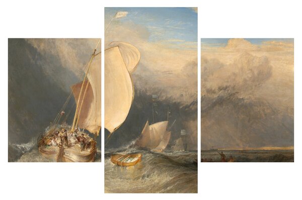 Slika - William Turner, Fishing Boats with Hucksters Bargaining for Fish, reprodukcije (90x60 cm)