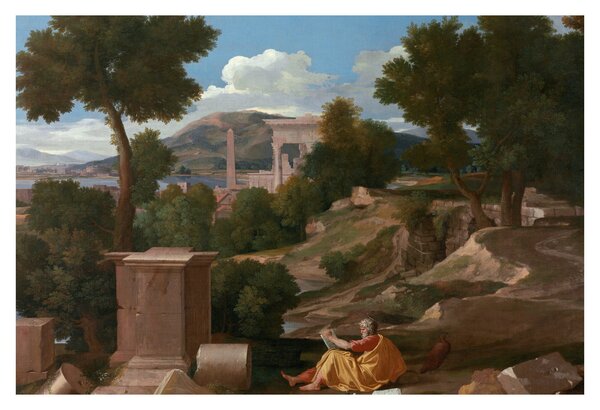 Slika - Nicolas Poussin, Landscape with Saint John on Patmos, reprodukcije (90x60 cm)